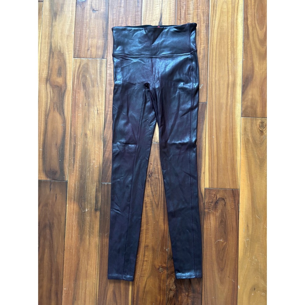 Spanx Faux Leather Leggings Dark Cherry Burgundy High Rise Small S/P‎